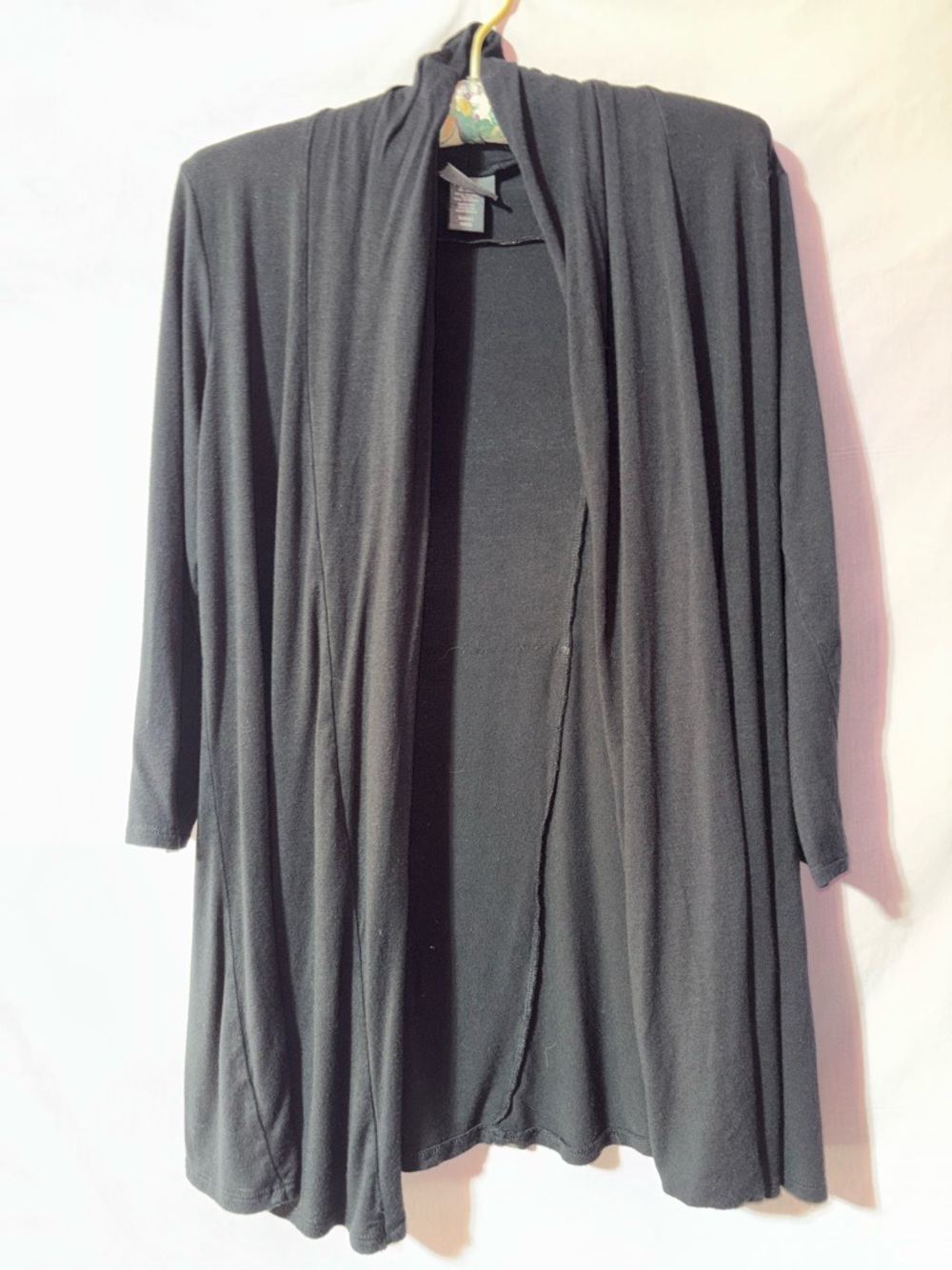 Covington Black Open-Front Draped Cardigan